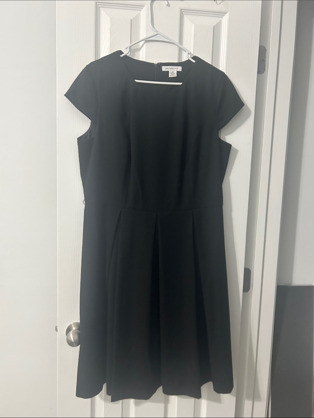 Black Cap-Sleeve A-Line Midi Dress